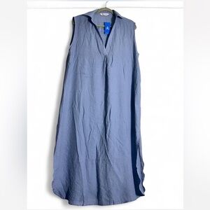 Cupshe Blue linen dress with collar